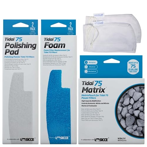 Gokul Brands Tidal 75 Filterwartungs- und Ersatzfiltermedien Kit, einschließlich Gokul Brands Aquarium Filtermedien Beutel (Tidal 75 Polierpads, Schaumstoff-Filterschwamm, Matrix Bio Media) von GOKUL BRANDS