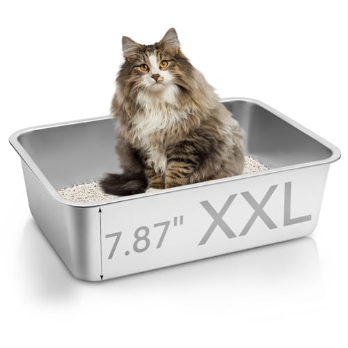 Golddenkey Extra große Katzentoilette aus Edelstahl mit hohen Seiten, Metall-Katzentoilette für große Katzen, antihaftbeschichtet, glatte Oberfläche, leicht zu reinigen, tief und langlebig (59,5 cm L Golddenkey Extra große Katzentoilette aus Edelstahl mit hohen Seiten, Metall-Katzentoilette für große Katzen, antihaftbeschichtet, glatte Oberfläche, leicht zu reinigen, tief und langlebig (59,5 cm L von GOLDEN KEY