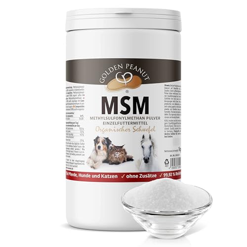 GOLDEN PEANUT MSM Methylsulfonylmethan Pulver 1 kg – für Tiere, Reinheitsgrad 99,92%, organische Schwefelverbindung, ohne Rieselhilfen von GOLDEN PEANUT