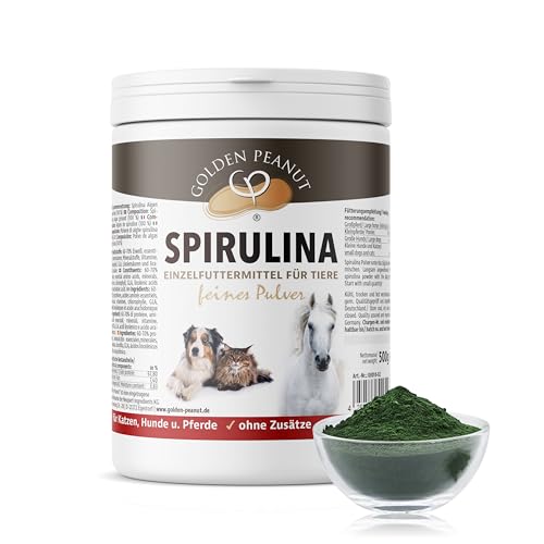 GOLDEN PEANUT Spirulina Pulver 500 g - 100% Reine Spirulina Alge für Pferd, Hund und Katze, Premium Qualität, natürliche Nährstoffversorgung von GOLDEN PEANUT