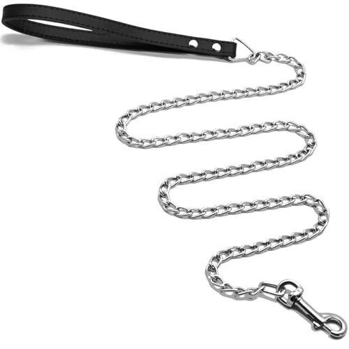 Goliton Hunde Haustier Hundekette Halsband mit PU Griff Leine Hundeleine Safetyleash Sicherheit Leine (Schwarz) Goliton Hunde Haustier Hundekette Halsband mit PU Griff Leine Hundeleine Safetyleash Sicherheit Leine (Schwarz) von GOLITON