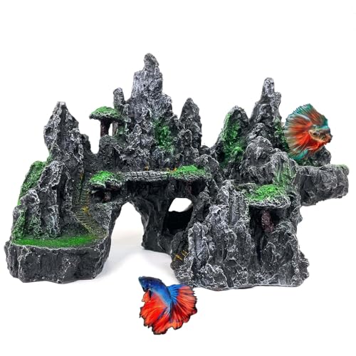 Aquarium-Dekoration, Aquarium-Zubehör, Aquarium-Dekoration für Betta N Goldfisch-Versteck, Höhlenversteck, Ornament für 3,5 - 15,7 l, Aquarium, Berglandschaft, Unterschlupf zum Verstecken und Spielen Aquarium-Dekoration, Aquarium-Zubehör, Aquarium-Dekoration für Betta N Goldfisch-Versteck, Höhlenversteck, Ornament für 3,5 - 15,7 l, Aquarium, Berglandschaft, Unterschlupf zum Verstecken und Spielen von GOLOMOZ