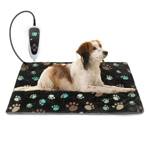 GOLOPET® Haustier-Heizkissen, 71,1 x 45,7 cm, Katzen-Heizkissen für Katzen, wasserdicht, intelligenter Thermostatschalter, verstellbares beheiztes Katzenbett, mit Drahtseildrähten, Katzenwärmkissen von GOLOPET
