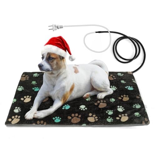 GOLOPET® Heizkissen für Haustiere, 71,1 x 45,7 cm, wasserdicht, beheiztes Katzenbett, Drahtseildrähte, Katzenwärmkissen mit Plüschstoffbezug von GOLOPET