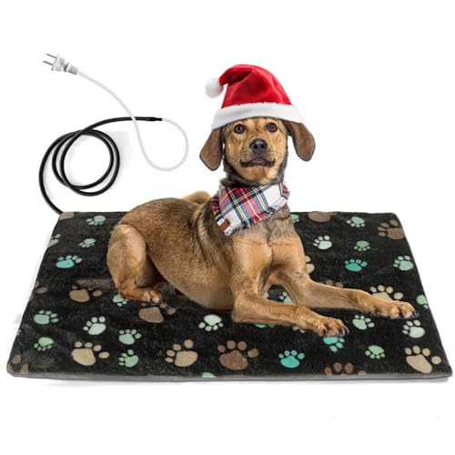 GOLOPET® Heizkissen für Hunde, wasserdicht, beheiztes Katzenbett, Drahtseil, Drähte, Katzenwärmkissen mit Plüschbezug, 81,3 x 50,8 cm von GOLOPET