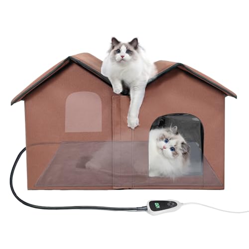 GOLOPET Beheiztes Katzenhaus mit intelligentem Thermostat, faltbarer isolierter Unterschlupf für Indoor-Outdoor-Katzen, große Größe mit Doppelzimmer und 2 Türen, abnehmbares Heizkissen-Anzug für alle GOLOPET Beheiztes Katzenhaus mit intelligentem Thermostat, faltbarer isolierter Unterschlupf für Indoor-Outdoor-Katzen, große Größe mit Doppelzimmer und 2 Türen, abnehmbares Heizkissen-Anzug für alle von GOLOPET