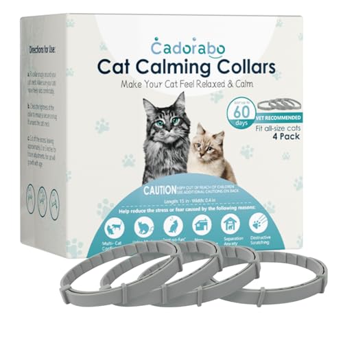 Beruhigendes Halsband für Katzen, 4 Stück, Katzen-Pheromon-Halsband für Katzen, Stress- und Angstlinderung für Katzen hält 60 Tage, verstellbar, wasserabweisend und abreißbar, beruhigendes Halsband Beruhigendes Halsband für Katzen, 4 Stück, Katzen-Pheromon-Halsband für Katzen, Stress- und Angstlinderung für Katzen hält 60 Tage, verstellbar, wasserabweisend und abreißbar, beruhigendes Halsband von GOLRISEN