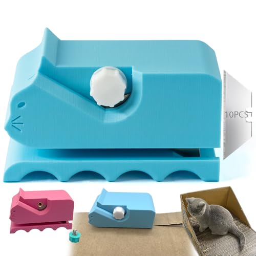 Kartonschneider für Katzenkratzer, Katzenkratzer Kartonstreifenschneider, 3D-gedruckter Handkartonschneider, DIY Katzenkratzer Kartonschneider Werkzeug, Geschenk für Katzenliebhaber (Hellblau) von GOLVIG