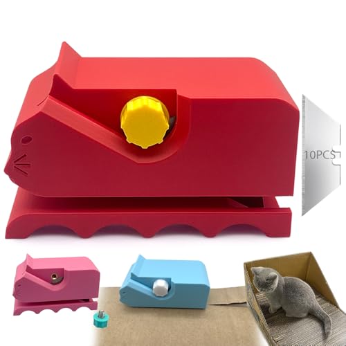 Kartonschneider für Katzenkratzer, Katzenkratzer Kartonstreifenschneider, 3D-gedruckter Handkartonschneider, DIY Katzenkratzer Kartonschneider Werkzeug, Geschenk für Katzenliebhaber (Rot) von GOLVIG
