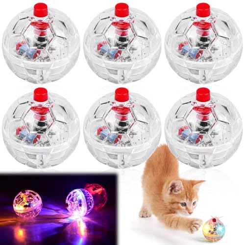 GOMETY Geisterjagd Katzenspielzeug, 6 Stück Bewegungsbälle, Blinkende Katzenbälle für Katzen Geisterjagd Katzenkugel Bewegung Bälle Katzenspielzeug Ball KatzenBälle für Katzen von GOMETY