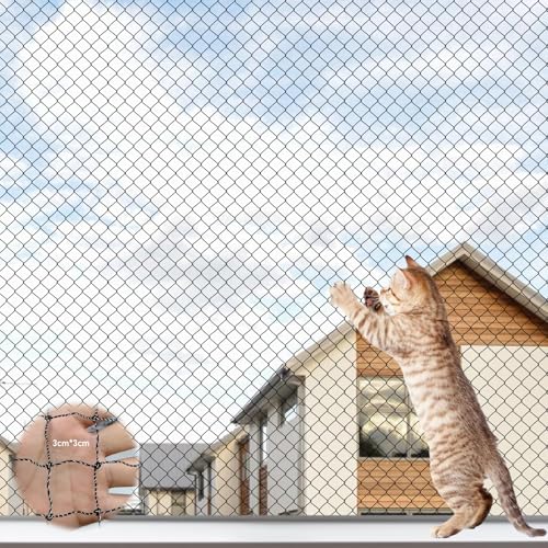 GOMETY Katzennetz Für Balkon 6x3m Drahtverstärkt – Schutznetz Katzen, Ohne Bohren, Geeignet Für Balkone, Terrassen Und Fenster – Stark, Langlebig, UV-Beständig, Wetterfest von GOMETY