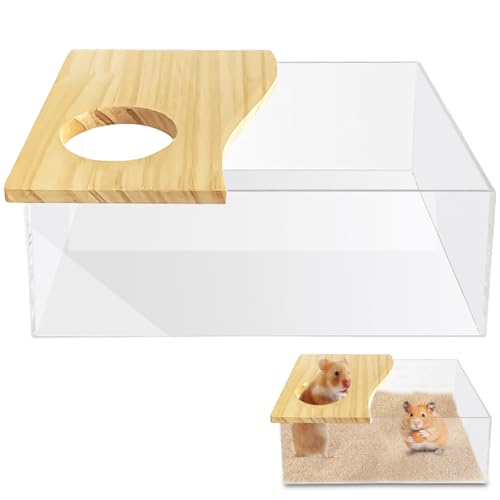 Haustier Hamster Badezimmer, Hamster Toilette, Sandbad Hamster, Sandbad Container Toilette Transparente Acryl Hamster Badebox, Abnehmbarer Hamster Sand Badezimmer für Mäuse, Lemminge(rechteckig) von GOMETY