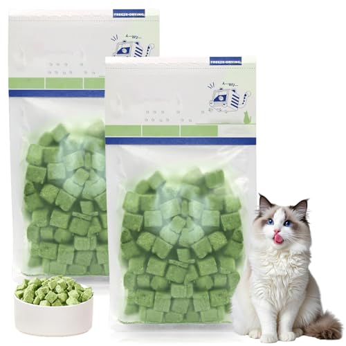 Katzengras Snack, 200g Gefriergetrocknet Snacks für Katzen, Katzengras für Katzen für die Zahnpflege und Haarknäuel Entfernen, Katzenminze Snacks aus katzengras von GOMETY