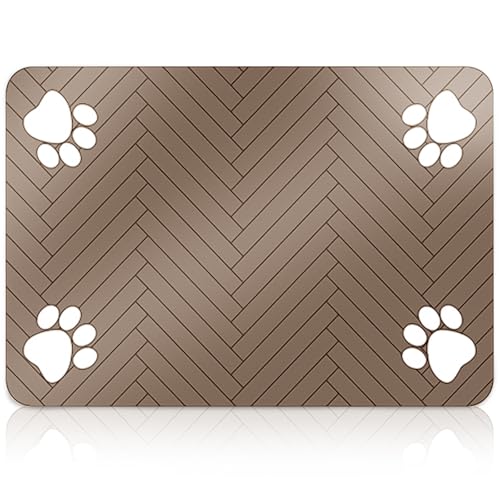 Napfunterlage Hund Katzen Futternapf Unterlage 60x40cm, Super Saugfähige Futtermatten rutschfeste Unterlage Hunde Katzen Futtermatte Matte-Futterunterlage für Katzen und Hunde (braun, 60x40) von GOMETY