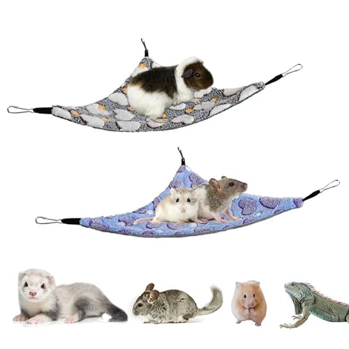 GOMIBABY 2 Stück Hängende Eckhängematte mit Haken für Frettchen, Ratten, Meerschweinchen, Chinchillas, Hamster, Igel und andere Kleintiere. von GOMIBABY