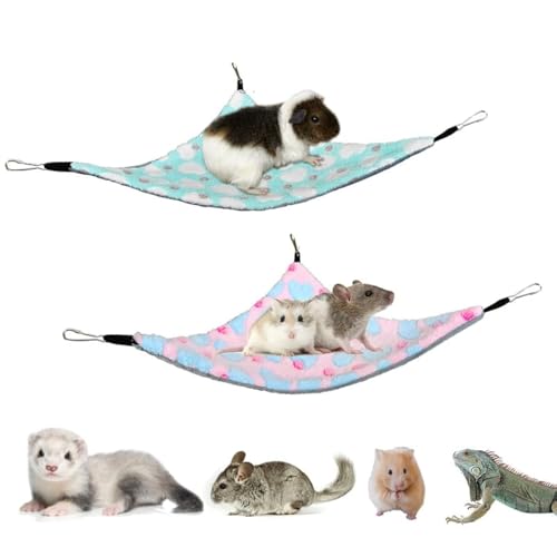 GOMIBABY 2 Stück Hängende Eckhängematte mit Haken für Frettchen, Ratten, Meerschweinchen, Chinchillas, Hamster, Igel und andere Kleintiere. von GOMICRAFT