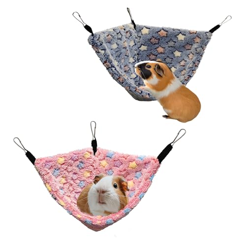 GOMICRAFT 2 Stück Hängende Eckhängematte mit Haken für Ratten, Eichhörnchen, Zuckergleiter, Meerschweinchen, Hamster, Igel, Frettchen und andere Kleintiere, perfekt für Haustiertierkäfige von GOMICRAFT