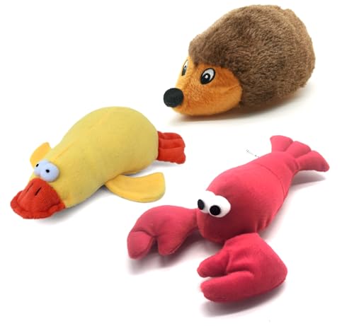 GOMUHE Chewy Animal Quietschspielzeug für Hunde, Plüsch-Welpenspielzeug für kleine und mittelgroße Hunde (3er-Pack) von GOMUHE