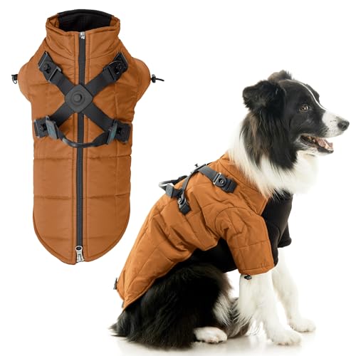 Gooby Alpine Explorer – Adobe Medium – wasserdichte Jacke mit Kreuzverriegelung für kleine Hunde und mittelgroße Hunde von GOOBY