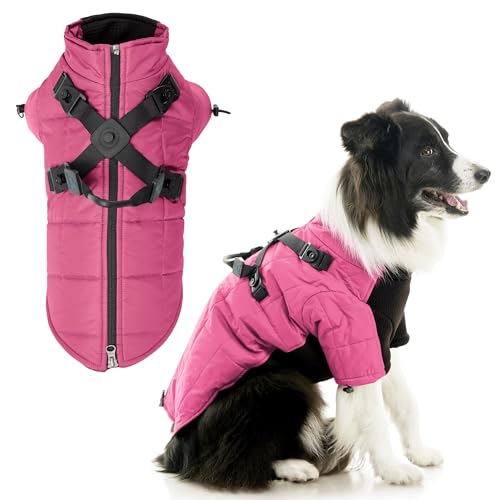 Gooby Alpine Explorer – Raspberry Rose, Größe 3XL, wasserdichte Jacke mit Kreuzverriegelung für kleine Hunde und mittelgroße Hunde von GOOBY