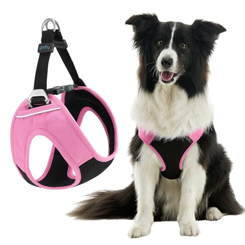 Gooby Escape Free Easy Fit Plus Geschirr – Flamingo Pink, Größe L – sicheres und ausbruchfreies Hundegeschirr für kleine Hunde und mittelgroße Hunde von GOOBY
