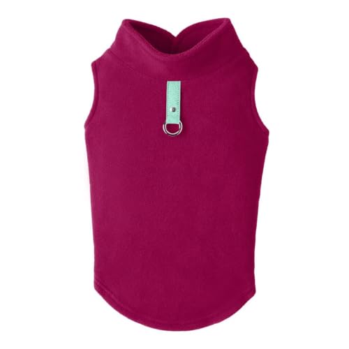Gooby Fleece-Weste, Hundepullover – Fuchsia, Größe L, Warmer Pullover, Fleece-Hundejacke mit O-Ring-Leine, Wintermantel für kleine Hunde, Jungen oder Mädchen von GOOBY