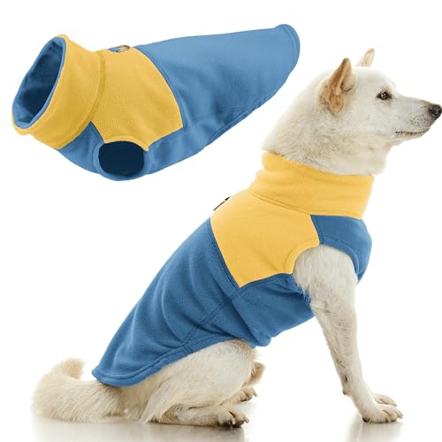 Gooby Fleece-Weste, zweifarbig, Blau, Größe XL, weiche Fleece-Weste mit robustem Metallring für die Leine, stilvoller zweifarbiger Hundepullover für kleine bis mittelgroße Hunde von GOOBY