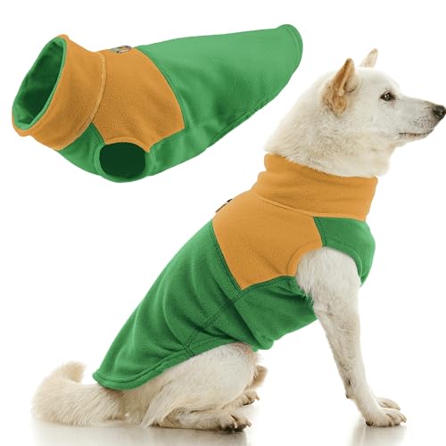 Gooby Fleece-Weste, zweifarbig, Grün, Größe M, weiche Fleece-Weste mit robustem Metallring für die Leine, stilvoller zweifarbiger Hundepullover für kleine bis mittelgroße Hunde von GOOBY