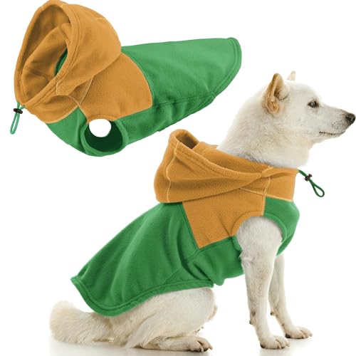 Gooby Fleece-Weste, zweifarbig, Grün, Größe XL, weicher Fleece-Hoodie mit strapazierfähigem und praktischem Metallring für die Leine, stilvoller zweifarbiger Hunde-Kapuzenpullover – Hundekleidung für von GOOBY