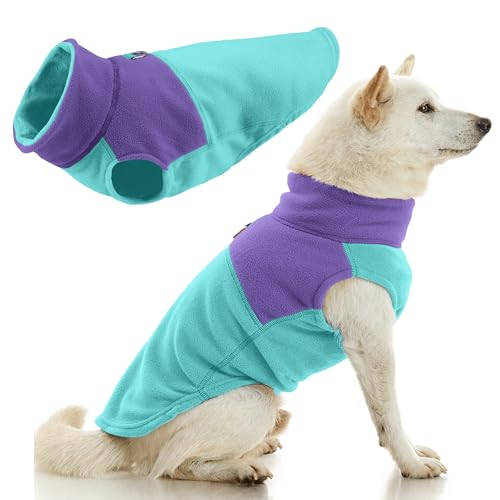 Gooby Fleece-Weste, zweifarbig, Türkis, Größe S, weiche Fleece-Weste mit robustem Metallring für die Leine, stilvoller zweifarbiger Hundepullover für kleine bis mittelgroße Hunde von GOOBY
