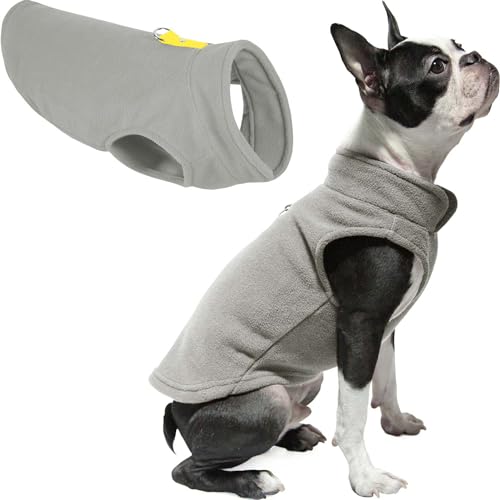 Gooby Fleece-Weste Hundepullover,Grau-Gelb, Medium,Winter Kleiner Hund Pullover Mantel,Kaltes Wetter Hundekleidung für Kleine Hunde Junge oder Mädchen von GOOBY