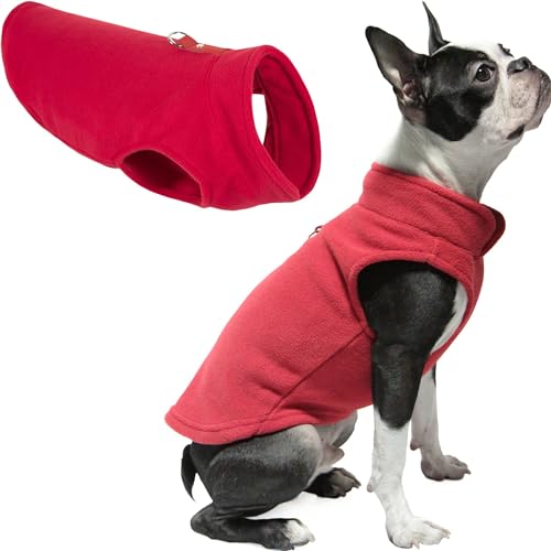 Gooby Fleece-Weste, Hundepullover – Rot, Größe XL, Warmer Pullover, Fleece-Hundejacke mit O-Ring-Leine, Winterpullover für kleine Hunde, Jungen oder Mädchen von GOOBY