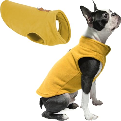 Gooby Fleeceweste Hundepullover – Honigsenf, Größe M – warme Pullover Fleece Hundejacke mit O-Ring Leine – Winter für kleine Hunde Jungen oder Mädchen Gooby Fleeceweste Hundepullover – Honigsenf, Größe M – warme Pullover Fleece Hundejacke mit O-Ring Leine – Winter für kleine Hunde Jungen oder Mädchen von GOOBY