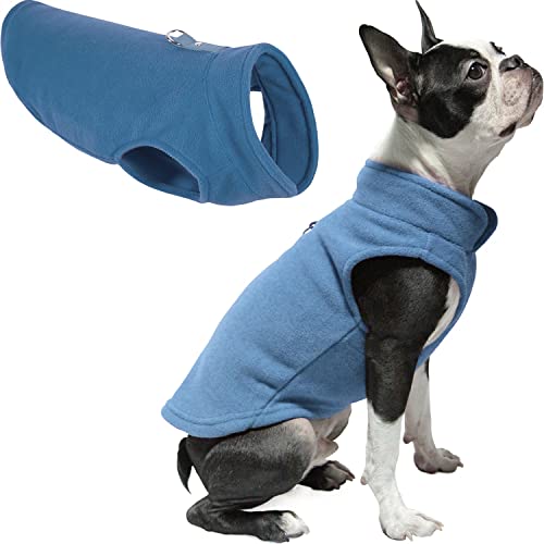 Gooby Fleeceweste Hundepullover – blau, klein – warme Pullover Fleece Hundejacke mit O-Ring Leine – Winter für kleine Hunde – Kaltwetter-Hundekleidung für kleine Hunde Jungen oder Mädchen von GOOBY
