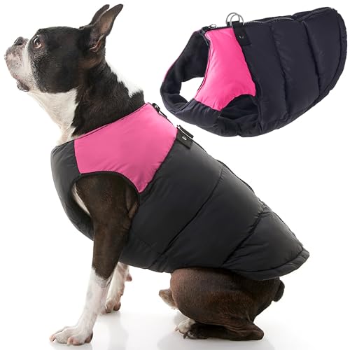 Gooby - Gepolsterte Weste, Hundejacke, Mantel, Pullover mit Reißverschluss und Leinen-Ring, Pink, Größe XL von GOOBY