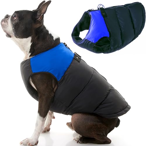 Gooby - Gepolsterte Weste, Hundejacke, Mantel, Pullover mit Reißverschluss und Leinen-Ring, blau, Größe XS von GOOBY