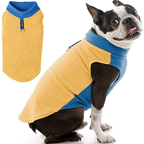 Gooby Hunde-Fleece-Weste Halb Stretch - Honey Senf XL - Pullover Fleece Hundejacke mit Leine Ring Gooby Hunde-Fleece-Weste Halb Stretch - Honey Senf XL - Pullover Fleece Hundejacke mit Leine Ring von GOOBY