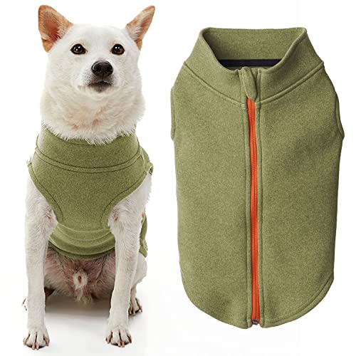 Gooby Hundepullover aus Mikrofaser-Fleece, mit Reißverschluss, Grün, Größe S, warm, doppellagig, weiches Mikrofaser-Fleece, Step-in-Hundejacke ohne Ringleine – Winter-Hundepullover für kleine Hunde von GOOBY