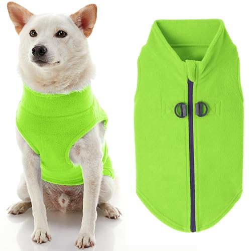 Gooby Hundepullover mit Reißverschluss, Fleece, Limettengrün/XS, Warmer Pullover für kleine Hunde/Jungen/mittelgroße Hunde von GOOBY