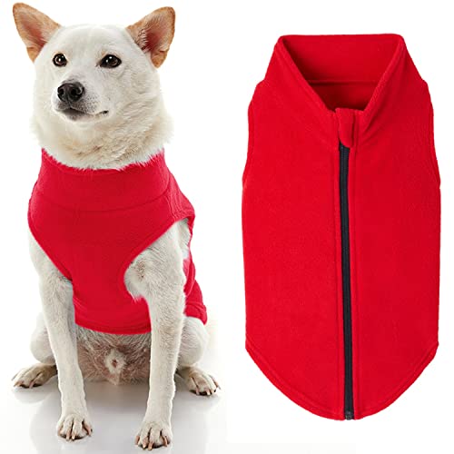 Gooby Hundepullover mit Reißverschluss, Fleece, Rot, Größe 3XL, warme Pullover, Fleece, Step-in-Hundejacke ohne Ring, Leine – Winter, Kleiner Hundepullover – Hundekleidung für kleine Hunde von GOOBY