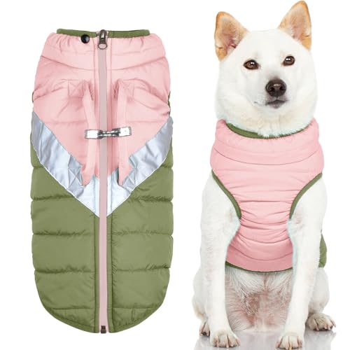 Gooby Mountaineer Hundejacke – Pfirsich, groß – warmer Mantel mit Reißverschluss und Doppel-O-Ring-Leine – Winter wasserabweisend kleine Hundepullover – Hundekleidung für kleine Hunde und mittelgroße von GOOBY