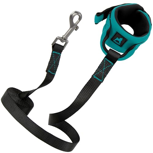 Gooby Neopren-Sportleine mit Handgelenkband, Türkis, 1,8 m, bequeme freihändige Leine mit elastischem Band für kleine, mittelgroße und große Hunde von GOOBY