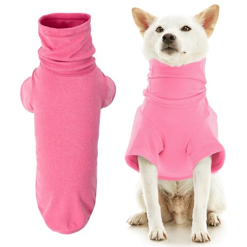 Gooby Rollkragen-Fleece, Mikrofaser, Stretch-Fleece, Hot Pink, Größe L, warm und leicht, extra Schicht für kleine Hunde und mittelgroße Hunde von GOOBY
