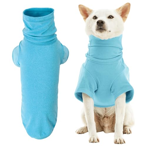Gooby Rollkragen-Mikrofaser-Stretch-Fleece, Pfauenblau, Größe L, warm und leicht, extra Schicht für kleine Hunde und mittelgroße Hunde von GOOBY