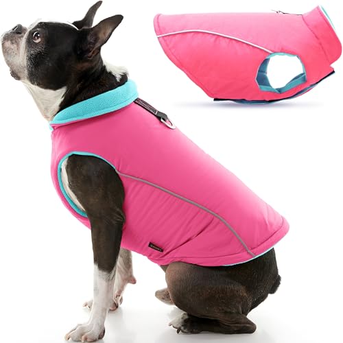 Gooby - Sportweste, Fleece gefüttert, für kleine Hunde, Kaltwetterjacke, Mantel mit reflektierendem Futter, Pink, XS Gooby - Sportweste, Fleece gefüttert, für kleine Hunde, Kaltwetterjacke, Mantel mit reflektierendem Futter, Pink, XS von GOOBY