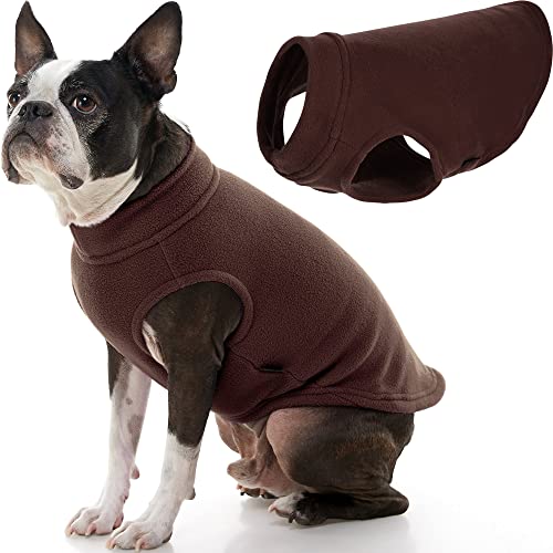 Gooby - Stretch Fleece Vest, Pullover Fleece Vest Jacket Sweater for Dogs, Brown, Large Length (13") von GOOBY