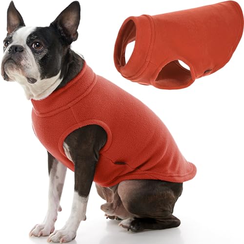 Gooby - Stretch Fleece Vest, Pullover Fleece Vest Jacket Sweater for Dogs, Pumpkin, Large Length (13") von GOOBY