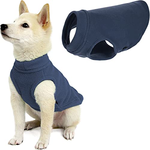 Gooby - Stretch-Fleece-Weste, Pullover, Fleece-Weste, Jacke, Pullover für Hunde, Indigoblau, mittlere Länge (27,9 cm) von GOOBY