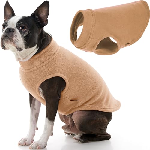 Gooby - Stretch Fleece Weste, Pullover Fleece Weste Jacke Sweater für Hunde, Sand, Large von GOOBY