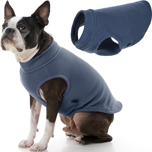 Gooby - Stretch Fleece Weste Pullover Fleece Weste Jacke Sweater für Hunde, Indigoblau, Größe L von GOOBY